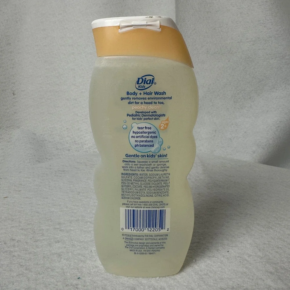 Dial Kids Body + Hair Wash, Peachy‎ Clean, Tear Free, Ages 2+, 12 fl oz